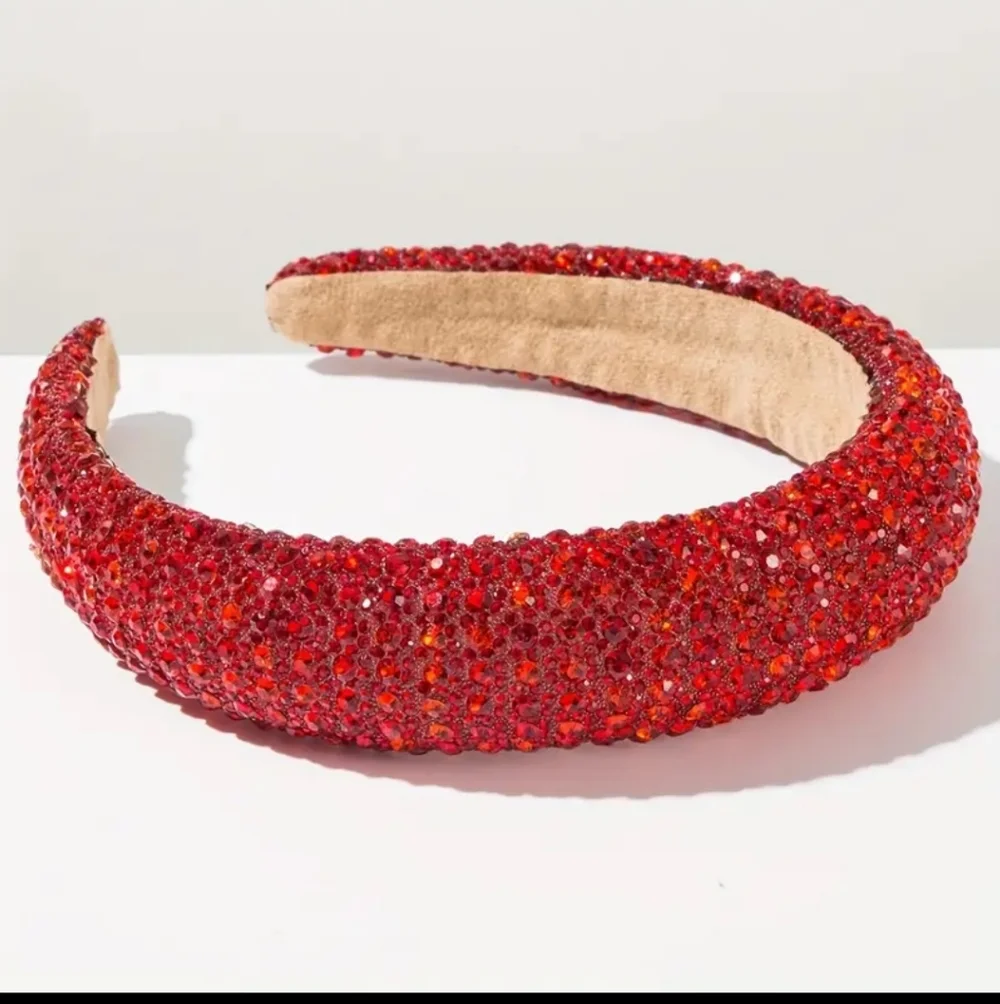 Rhinestone Sparkling Sponge Headband, Scarlet Red  NEW